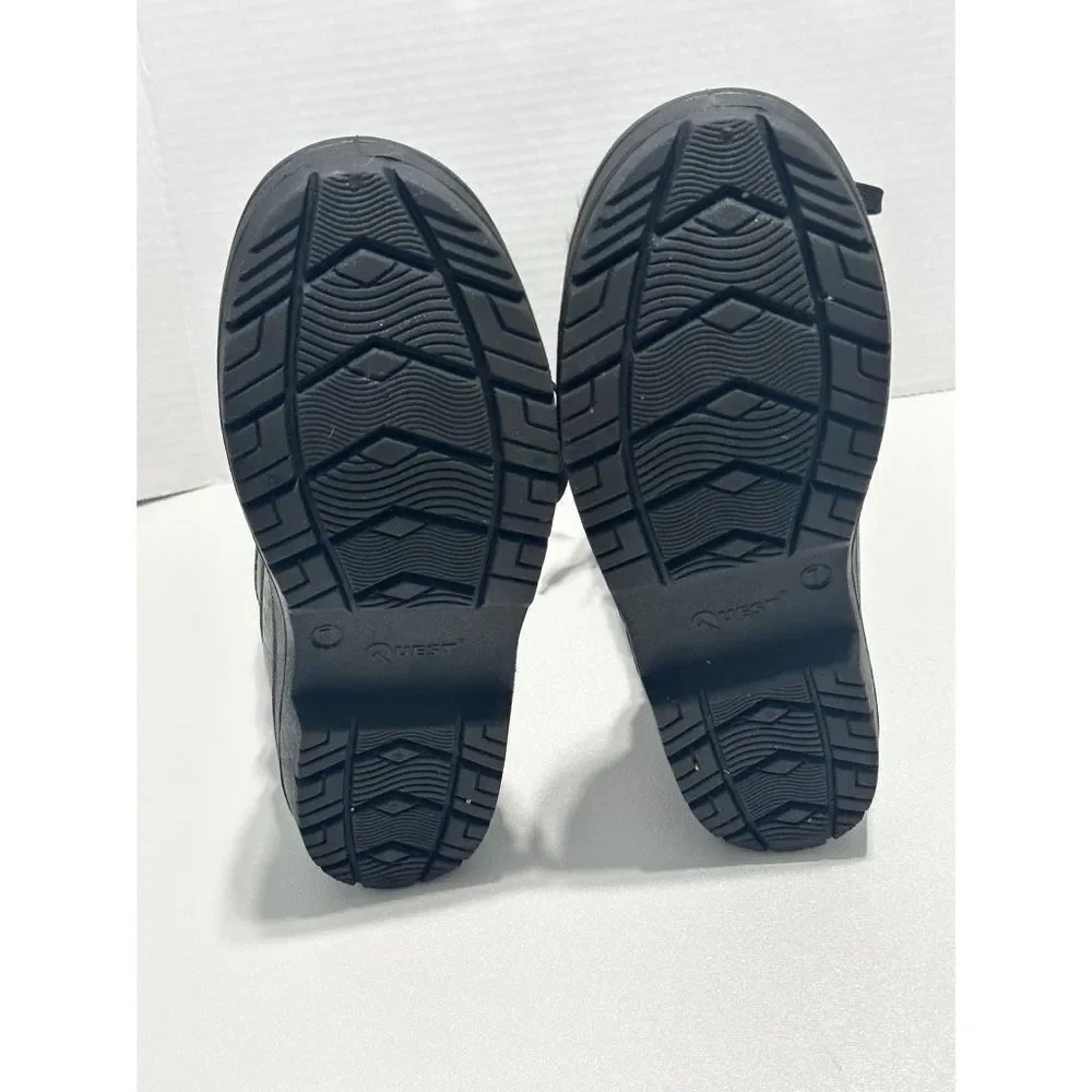 Quest Powder Winter Snow Boots Faux Fur Collar 3M Insulated Rubber Boots Black 7
